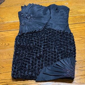 Tony Bowls black rosette and beaded gown.  Size 4.  Great condition.